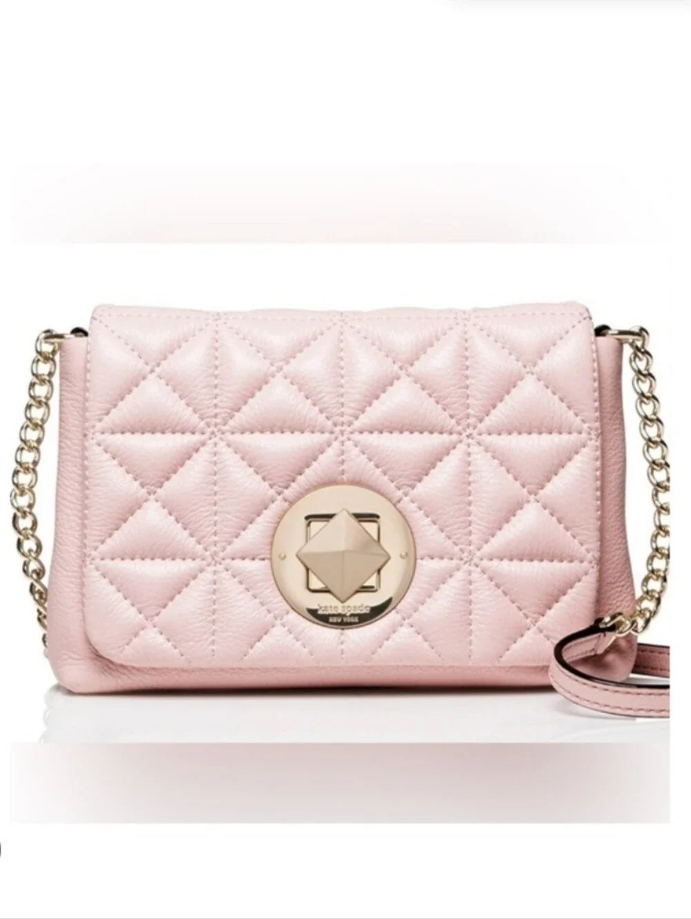 Kate Spade Naomi Quilted Leather Crossbody Bag in Blush Pink